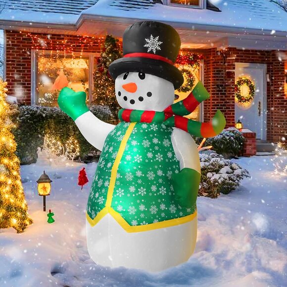 🆕6FT Christmas Inflatable Snowman in Vest Interior LED Light Outdoor Decoration - Picture 4 of 10